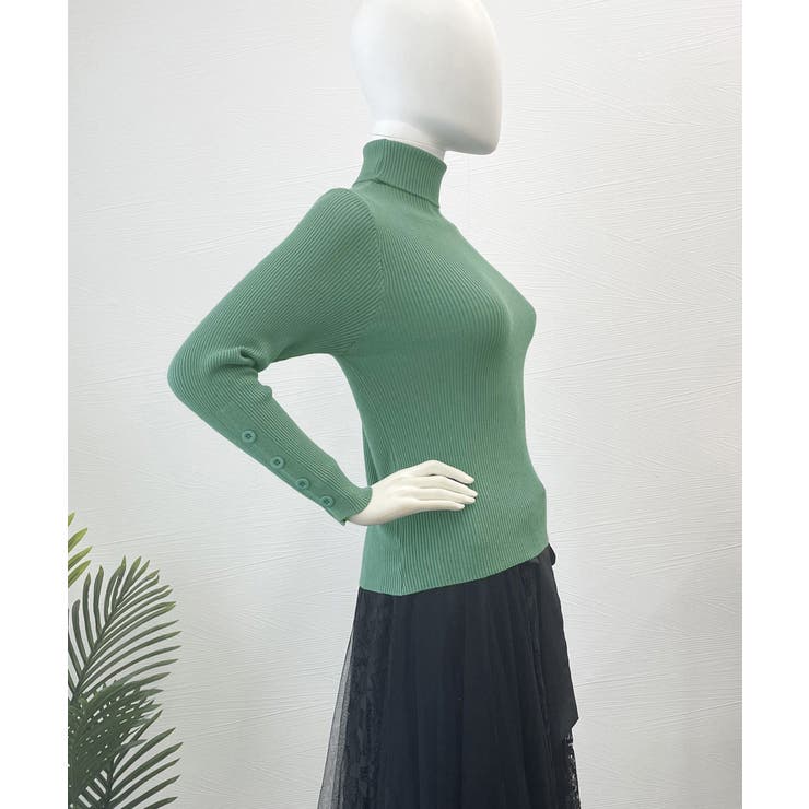 タートルネックニットトップス 袖口ボタン | Miniministore | 詳細画像11 