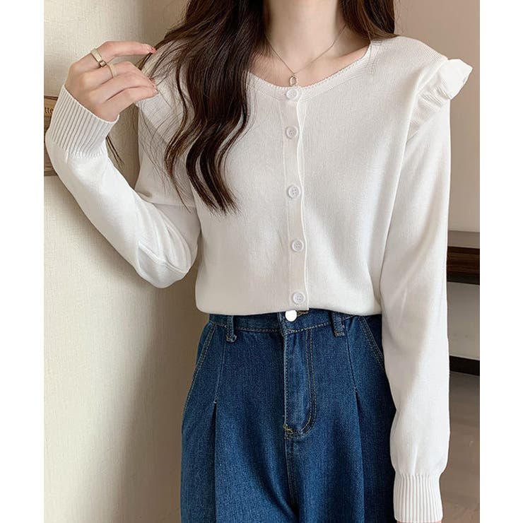 ニットカーディガン ショルダーフリル | Miniministore | 詳細画像3 