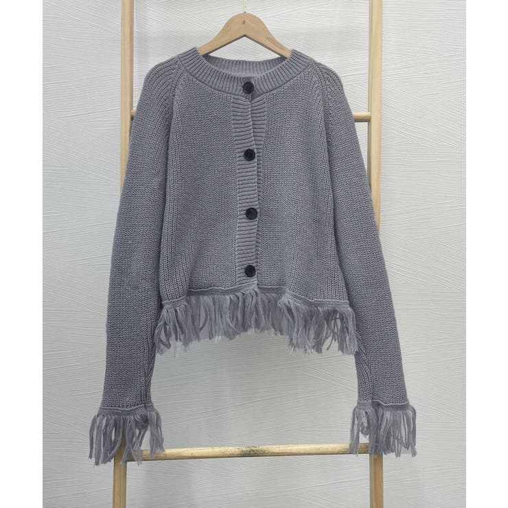 フリンジニットカーディガン クルーネック | Miniministore | 詳細画像10 