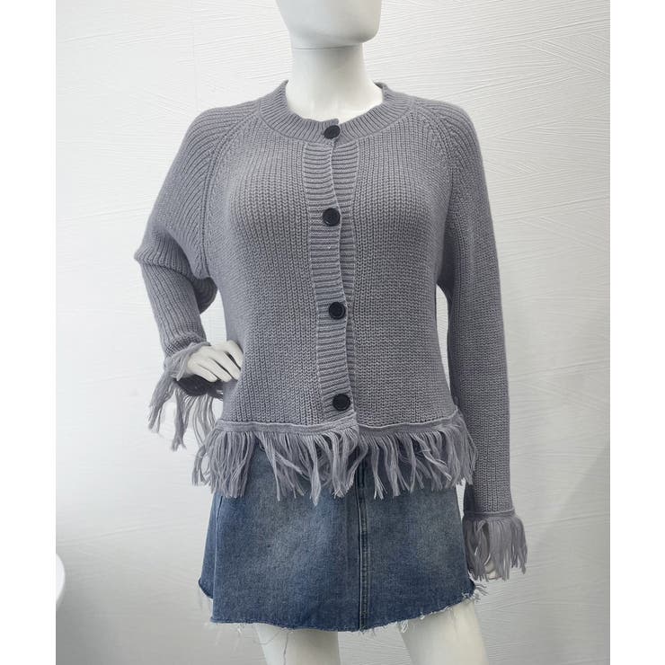 フリンジニットカーディガン クルーネック | Miniministore | 詳細画像7 