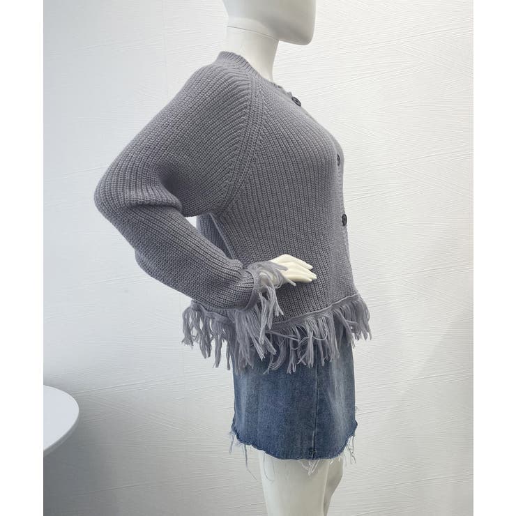 フリンジニットカーディガン クルーネック | Miniministore | 詳細画像8 