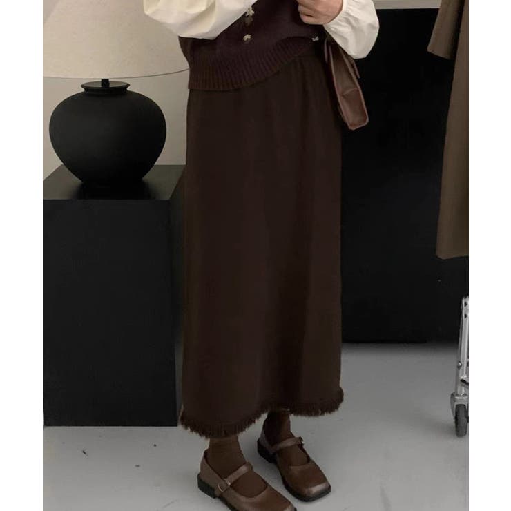 ロングスカート 裾フリンジニットスカート | Miniministore | 詳細画像10 