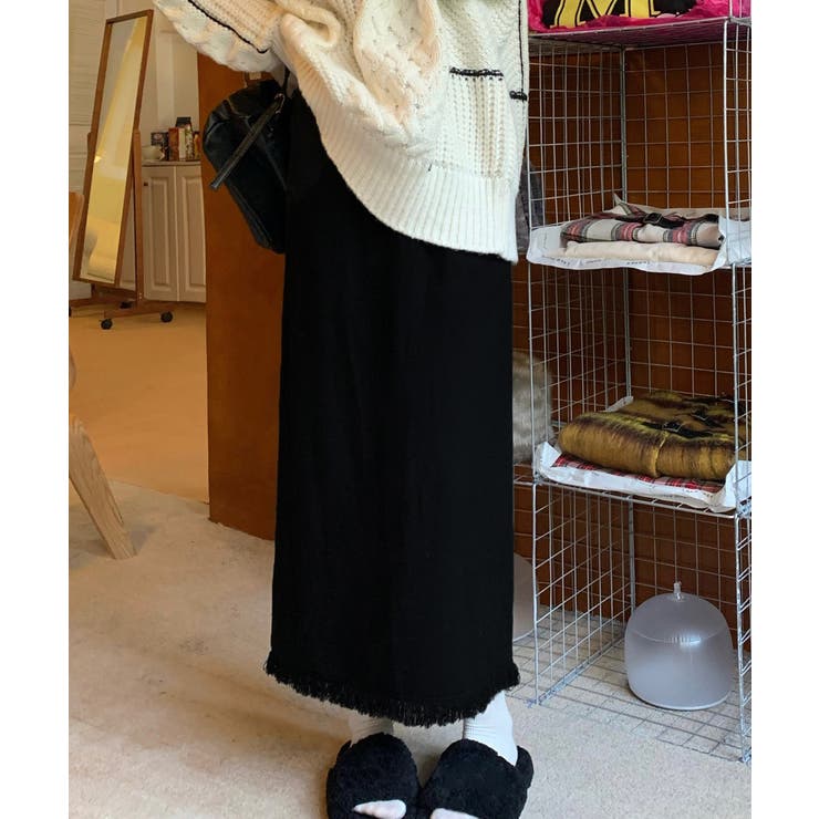 ロングスカート 裾フリンジニットスカート | Miniministore | 詳細画像7 