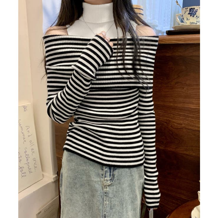 肩あきニットトップスタートルネックニット | Miniministore | 詳細画像8 