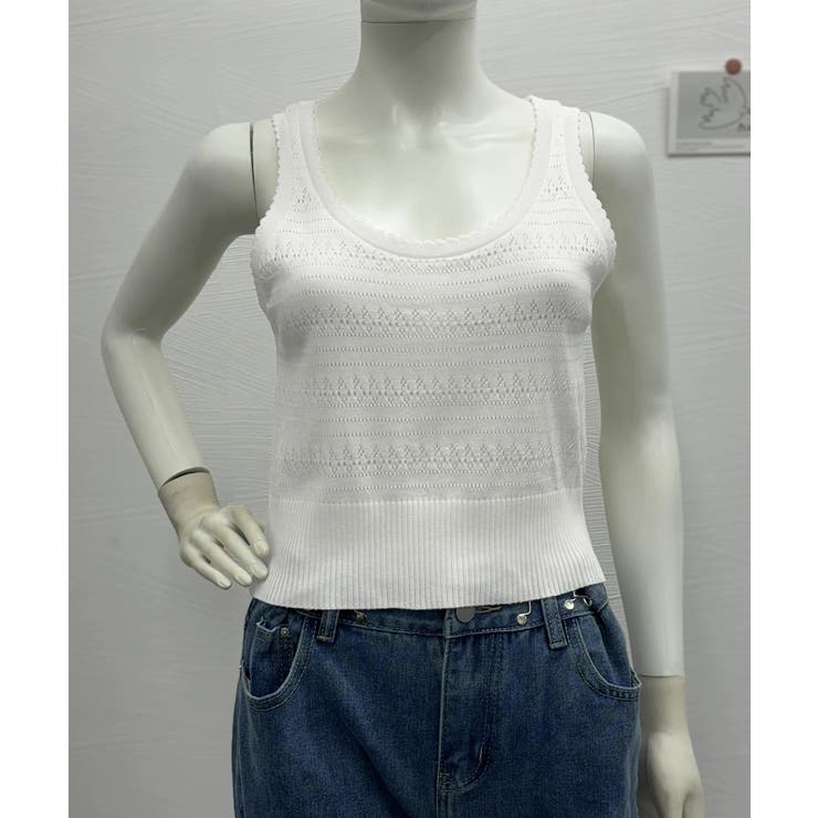 タンクトップ 透かし編みニット 重ね着 | Miniministore | 詳細画像7 