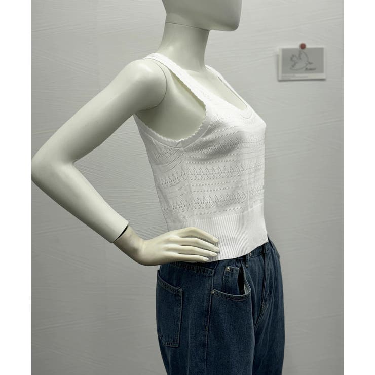 タンクトップ 透かし編みニット 重ね着 | Miniministore | 詳細画像8 