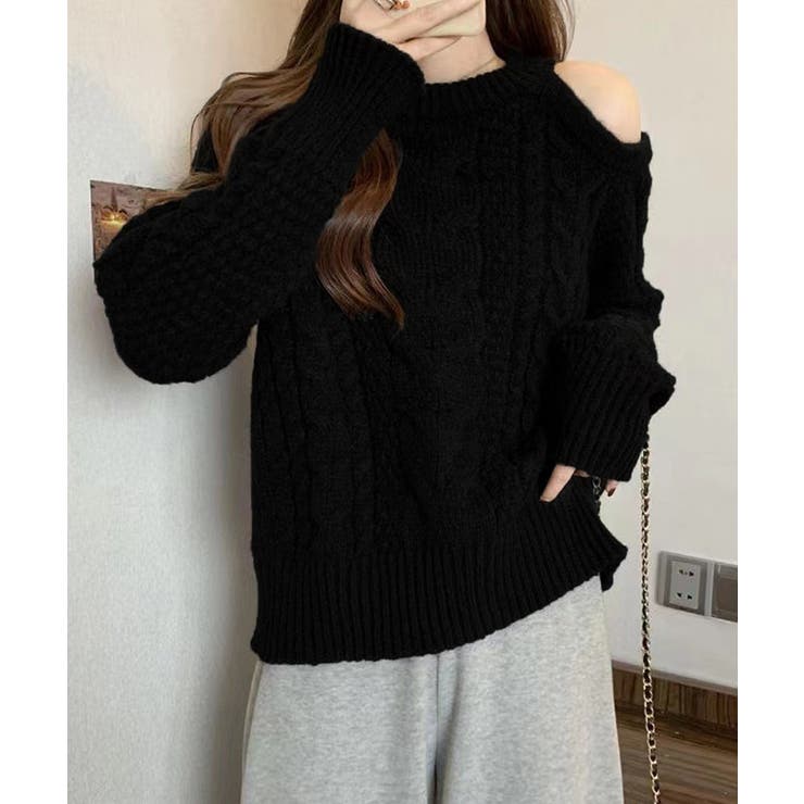 ケーブルニット 長袖 韓国風 ニットソー | Miniministore | 詳細画像5 