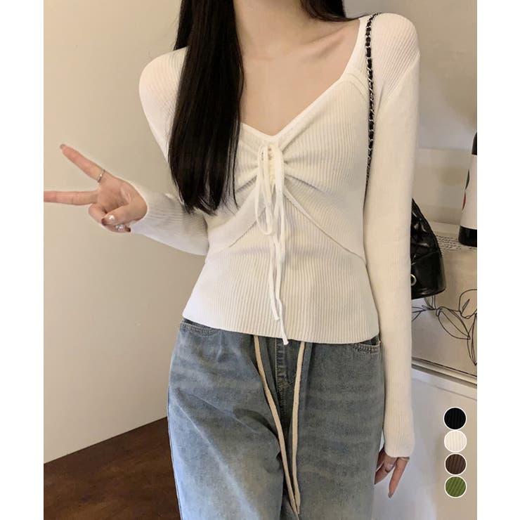 ニットトップス レディース リボン付き | Miniministore | 詳細画像1 