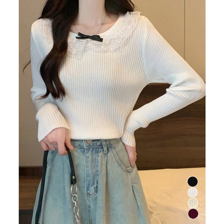 リブニットトップス レディース きれいめ | Miniministore | 詳細画像1 