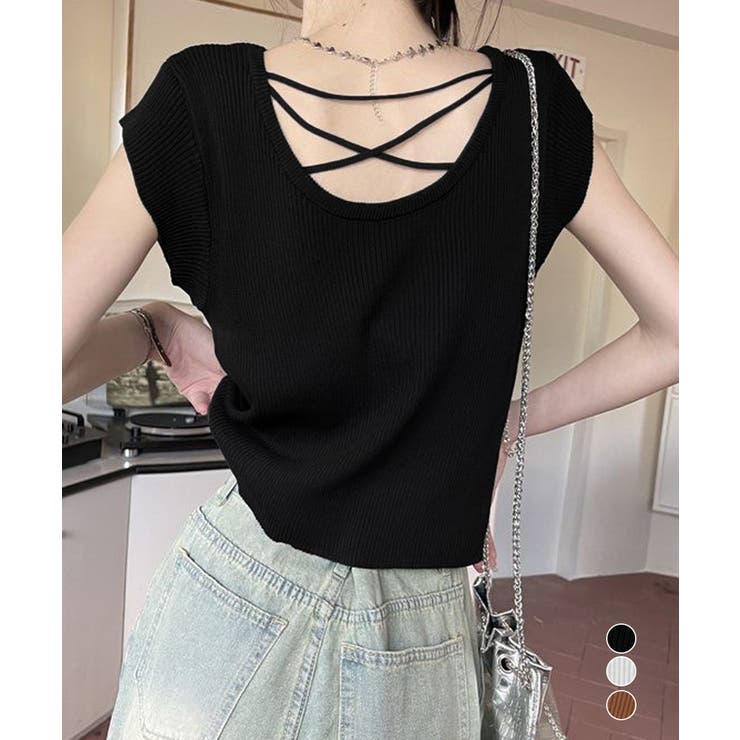 フレンチスリーブ サマーニット 韓国風 | Miniministore | 詳細画像1 