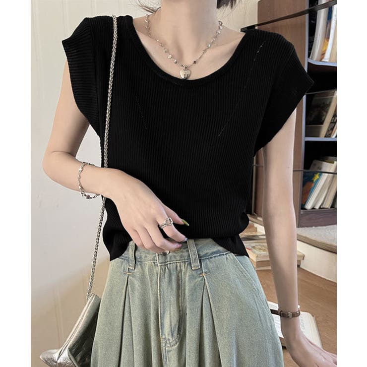 フレンチスリーブ サマーニット 韓国風 | Miniministore | 詳細画像2 