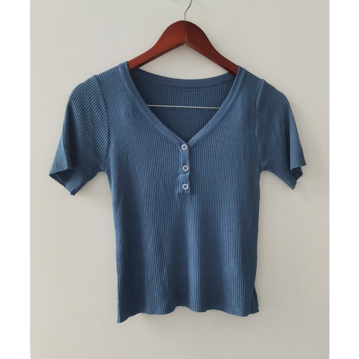 Vネックリブニットトップス 着やせ 無地 | Miniministore | 詳細画像10 