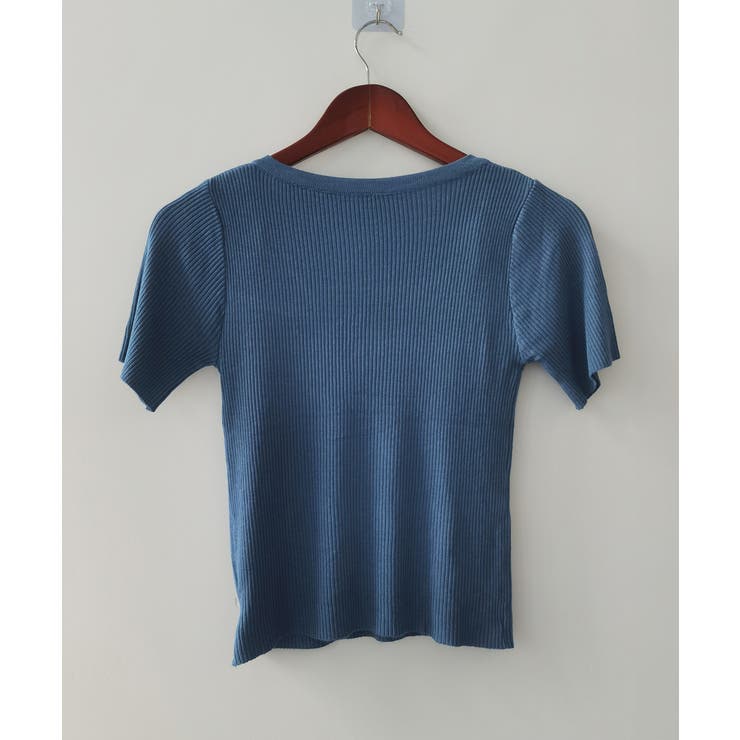 Vネックリブニットトップス 着やせ 無地 | Miniministore | 詳細画像11 