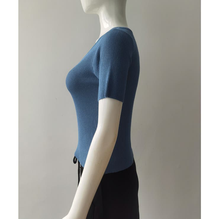 Vネックリブニットトップス 着やせ 無地 | Miniministore | 詳細画像8 