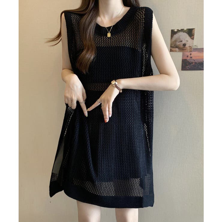 メッシュサマーニットワンピース スリット | Miniministore | 詳細画像6 