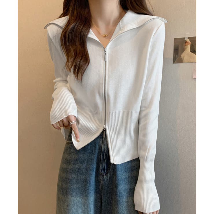 ダブルジップ 薄手 ニットカーディガン | Miniministore | 詳細画像4 