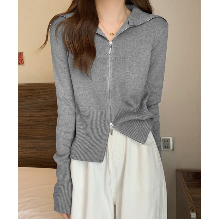 ダブルジップ 薄手 ニットカーディガン | Miniministore | 詳細画像6 