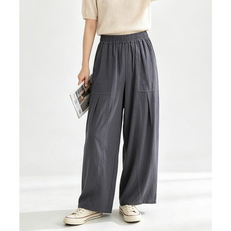 綿麻風ワイドパンツ レディース きれいめ | Miniministore | 詳細画像10 