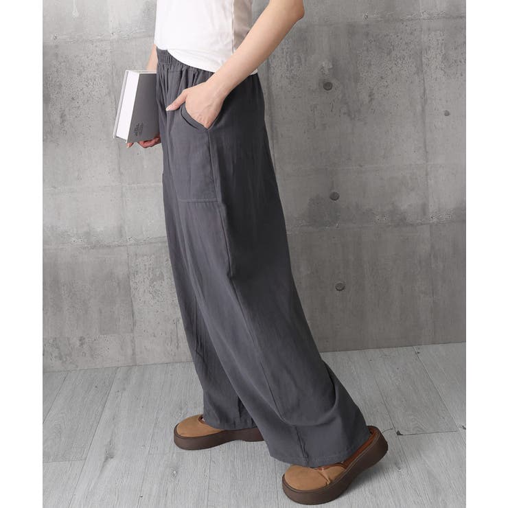 綿麻風ワイドパンツ レディース きれいめ | Miniministore | 詳細画像13 