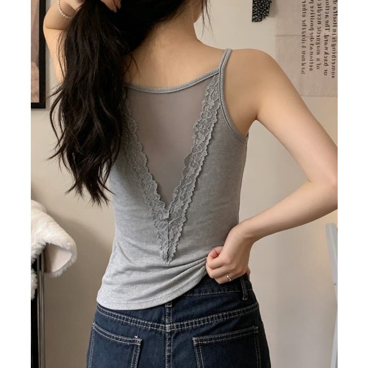 レース切替タンクトップカップ付きインナー | Miniministore | 詳細画像7 