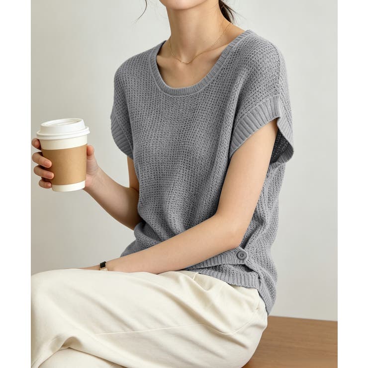 フレンチスリーブサマーニットトップス夏服 | Miniministore | 詳細画像10 