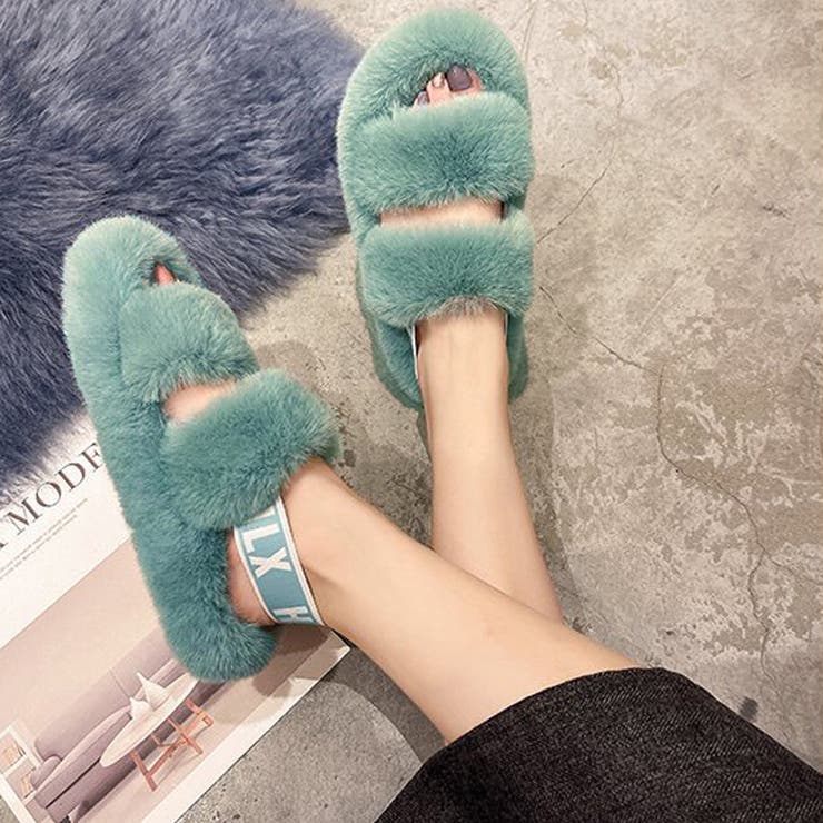 ターコイズブルー | ファーサンダル レディースファースリッパ | SUNSHINE CLOSET