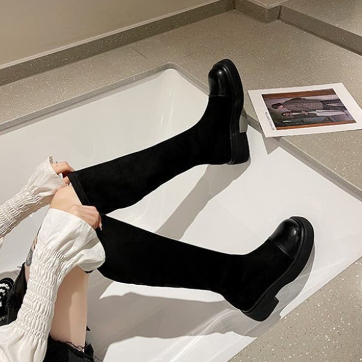 ブラック | ロングブーツ ラウンドトゥ 厚底ブーツ | Miniministore