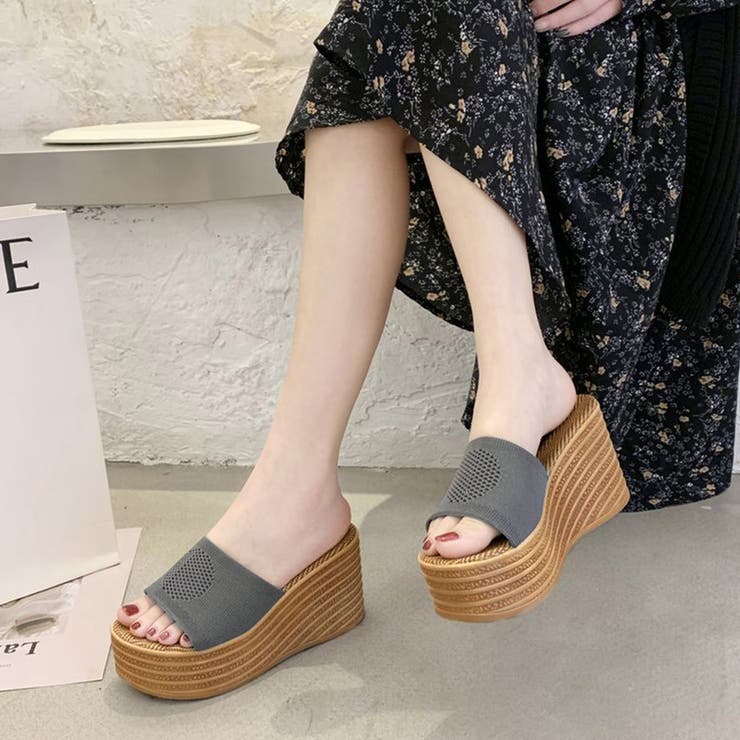 ダークグレー | 厚底 ミュールサンダル レディース 韓国 | Miniministore