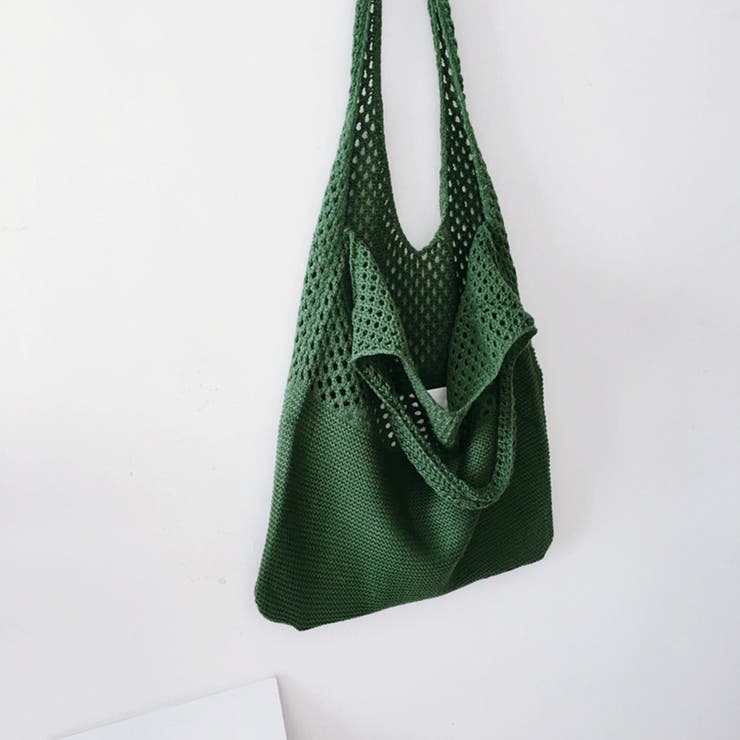 ダークグリーン | トートバッグ ニット編み バッグ鞄かばん | Miniministore