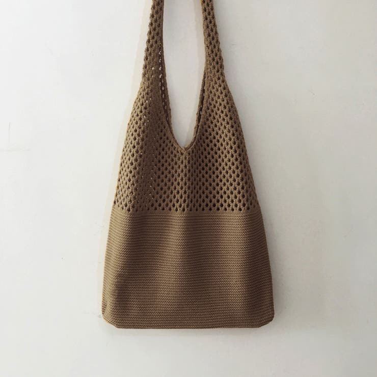 ライトブラウン | トートバッグ ニット編み バッグ鞄かばん | Miniministore