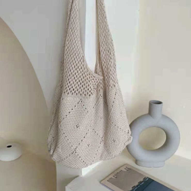 グレージュ | クロシェ編み ニットトートバッグ 韓国鞄 | Miniministore