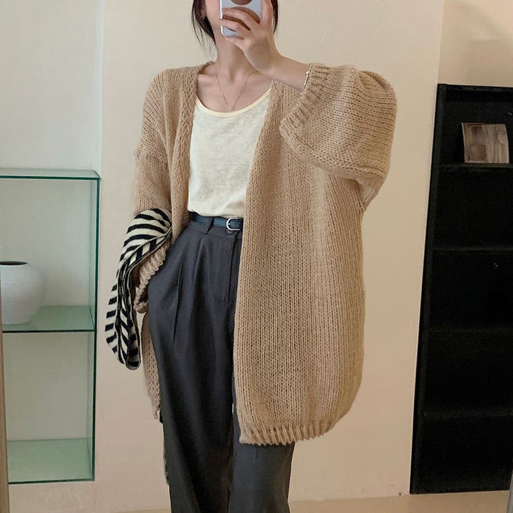 キャメルベージュ | トッパーカーディガン ニット レディース | Miniministore