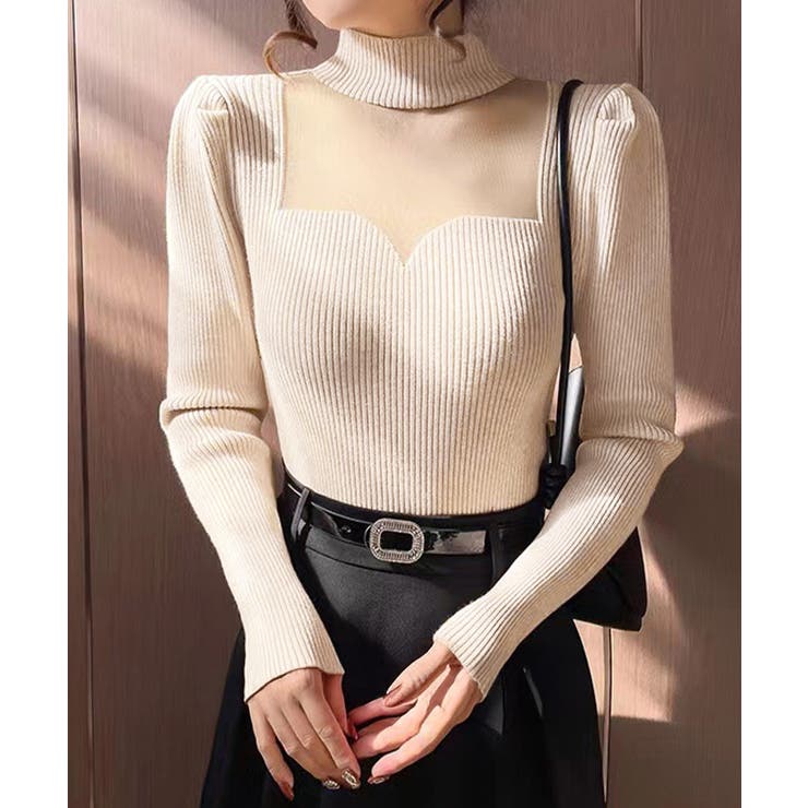 ベージュ | ニットトップス プチハイネックレディース | Miniministore