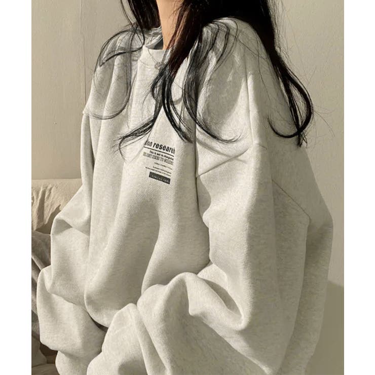 ライトグレー | 裏起毛スウェット 暖かいビッグトレーナー | Miniministore