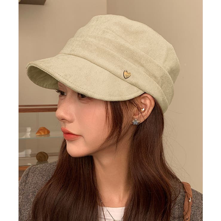 アイボリー | ワンポイントキャスケット スエード調帽子 | Miniministore