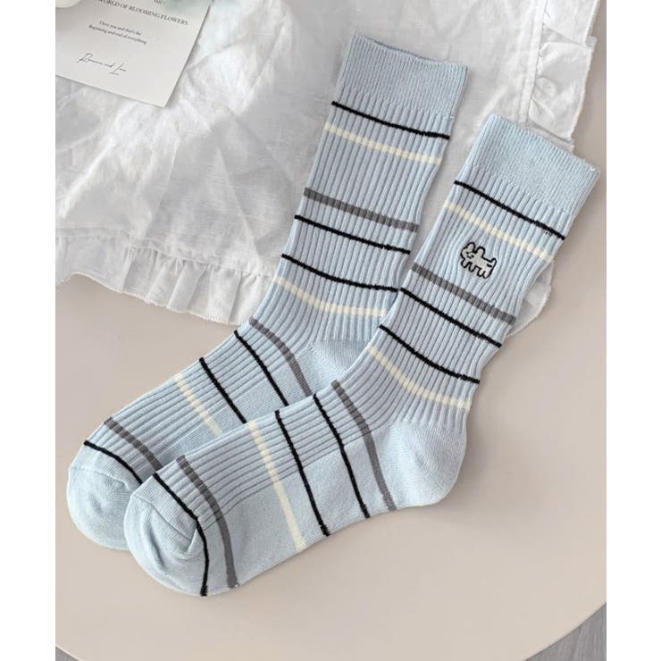 ライトブルー | リブソックス レディース ミドル丈 靴下 | Miniministore