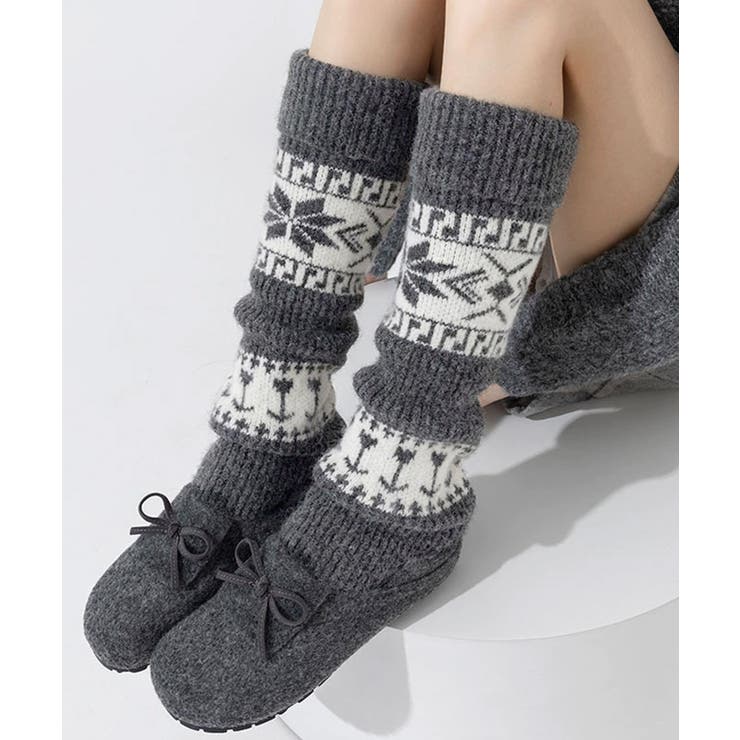 ダークグレー | ノルディック柄レッグウォーマー暖かい靴下 | SUNSHINE CLOSET