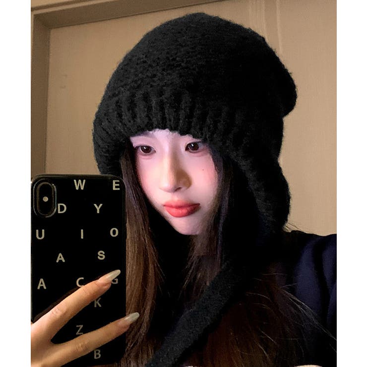 ブラック | ノルディック柄ニット帽無地ニットキャップ | Miniministore