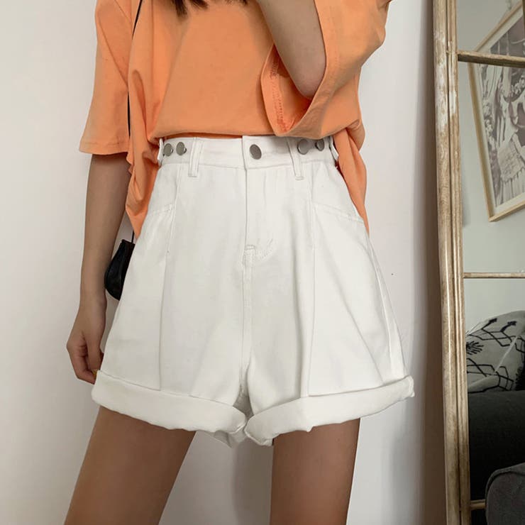 ロールアップ デニムショートパンツ 美脚[品番:AGCW0004315 ロールアップ デニムショートパンツ 美脚[品番:AGCW0004315