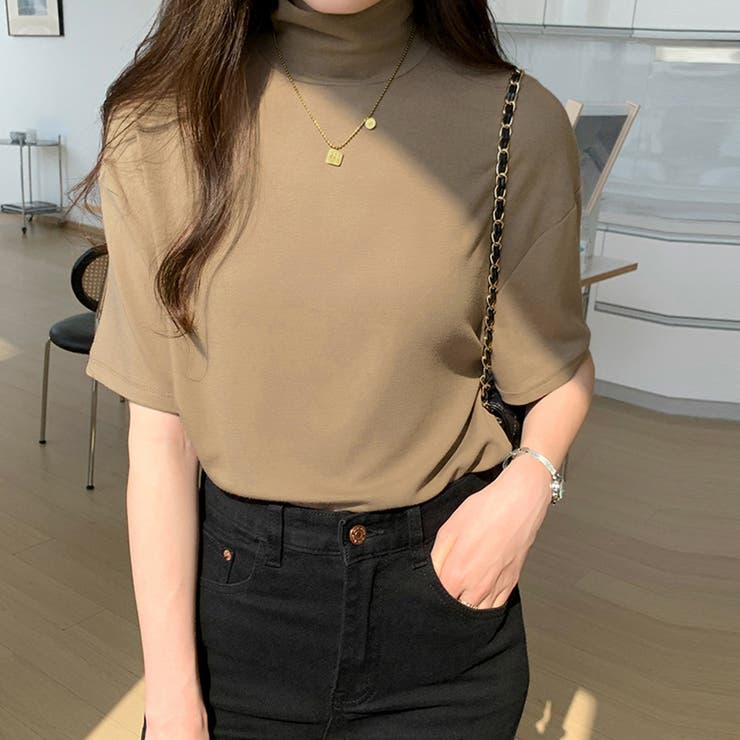 ハイネック半袖tシャツ レディース 薄手[品番：AGCW0004089]｜SUNSHINE