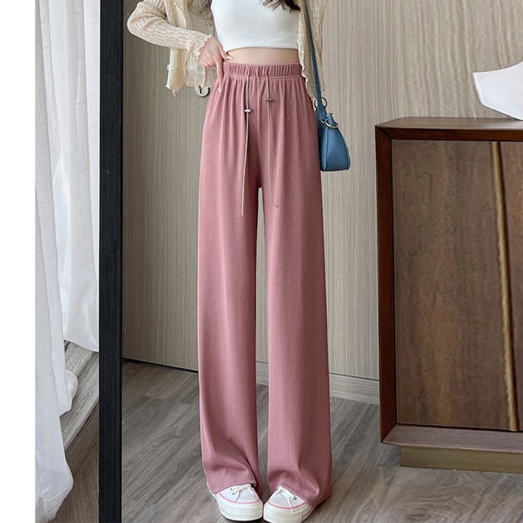 くすみピンク | セミワイドパンツハイウエストロングパンツ | Miniministore
