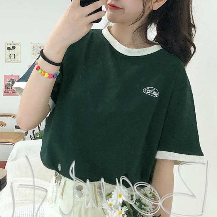 バイカラーTシャツ 韓国半袖 カジュアル[品番：II000008760