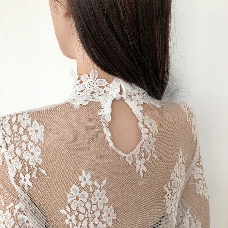 シースルーブラウス 花柄総レーストップス | Miniministore | 詳細画像13 