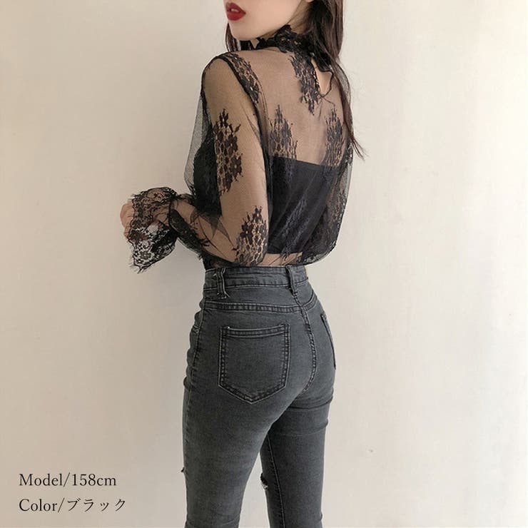 シースルーブラウス 花柄総レーストップス | Miniministore | 詳細画像5 