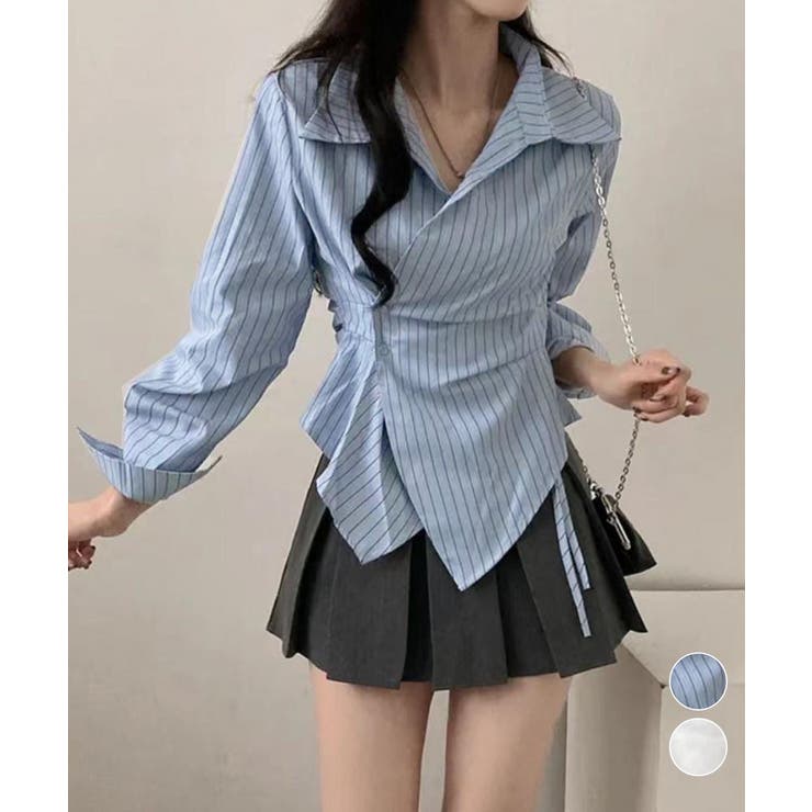 長袖ラップブラウス カシュクール春服秋服 | Miniministore | 詳細画像1 