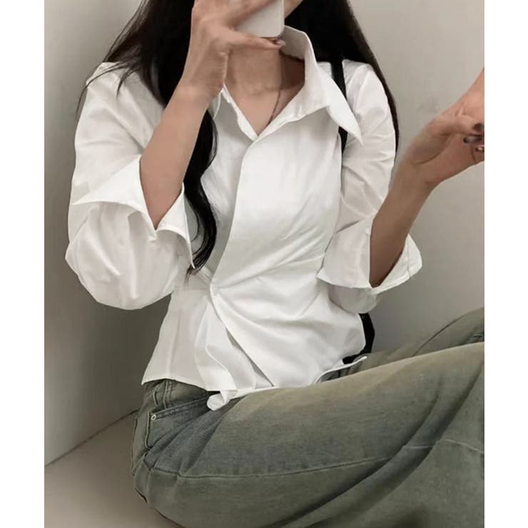 長袖ラップブラウス カシュクール春服秋服 | Miniministore | 詳細画像10 