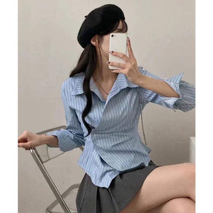 長袖ラップブラウス カシュクール春服秋服 | Miniministore | 詳細画像4 