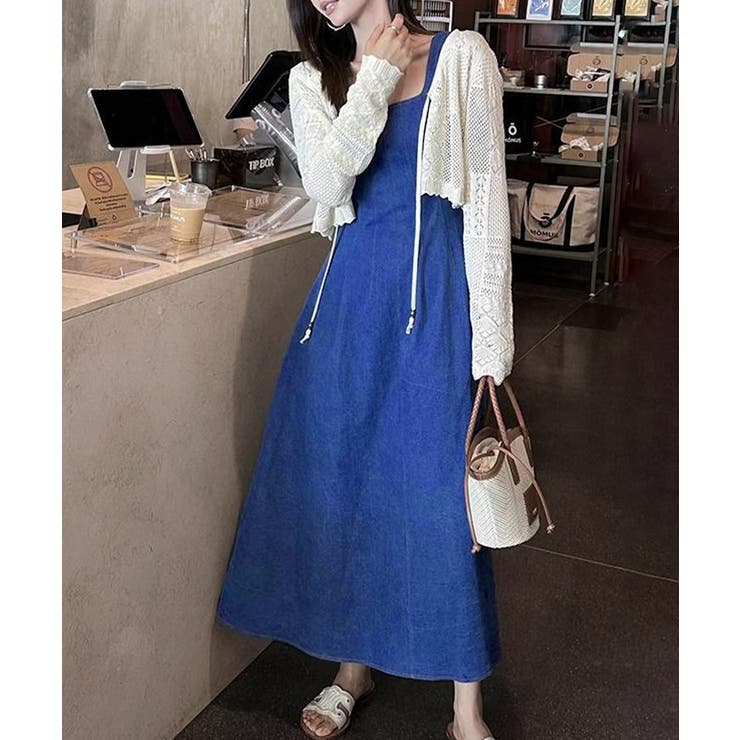 デニム風 ロングワンピース ノースリーブ | Miniministore | 詳細画像9 