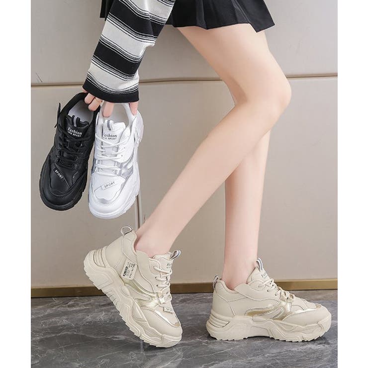 ダッドスニーカー 厚底 レディース 美脚[品番：II000011417
