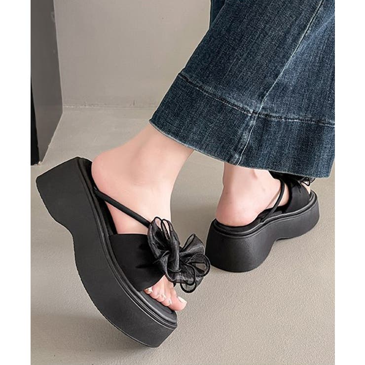 ビッグリボン厚底サンダル 履きやすい夏靴 | Miniministore | 詳細画像4 